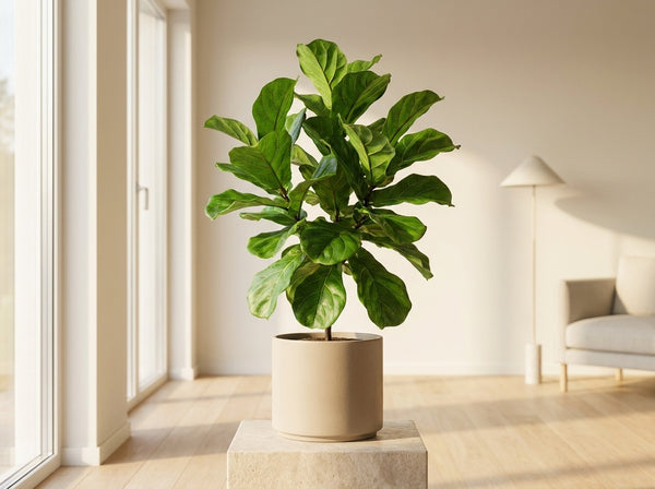 Cozy bedroom with hanging plant