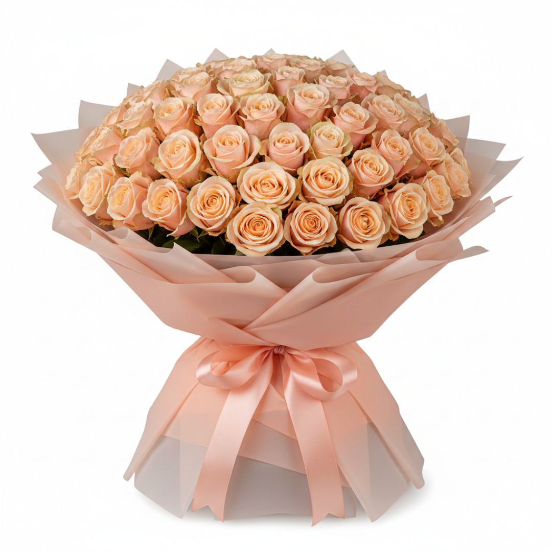 Peach Promise Bouquet-101 Peach Roses