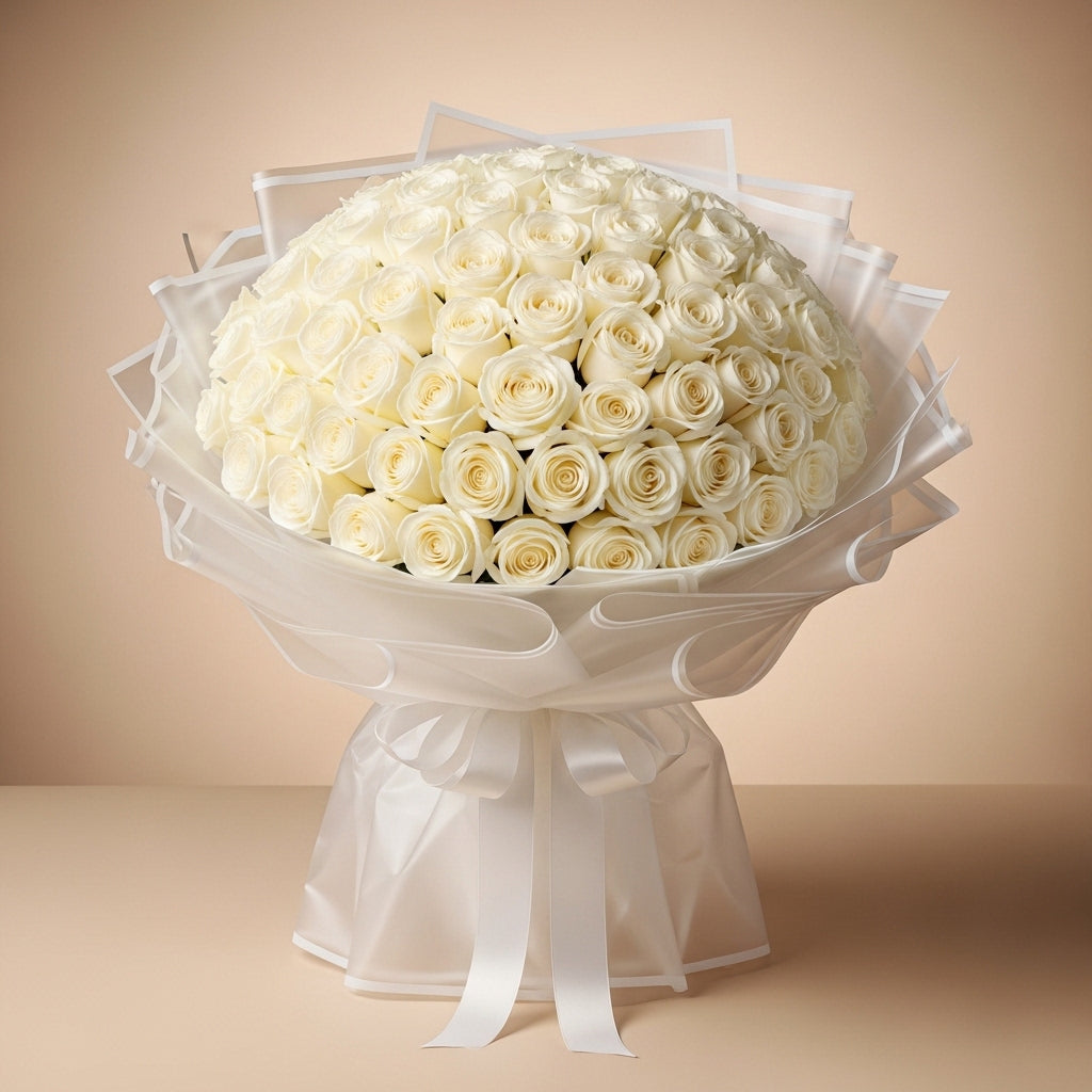 Classic White Elegance - 101 White Roses