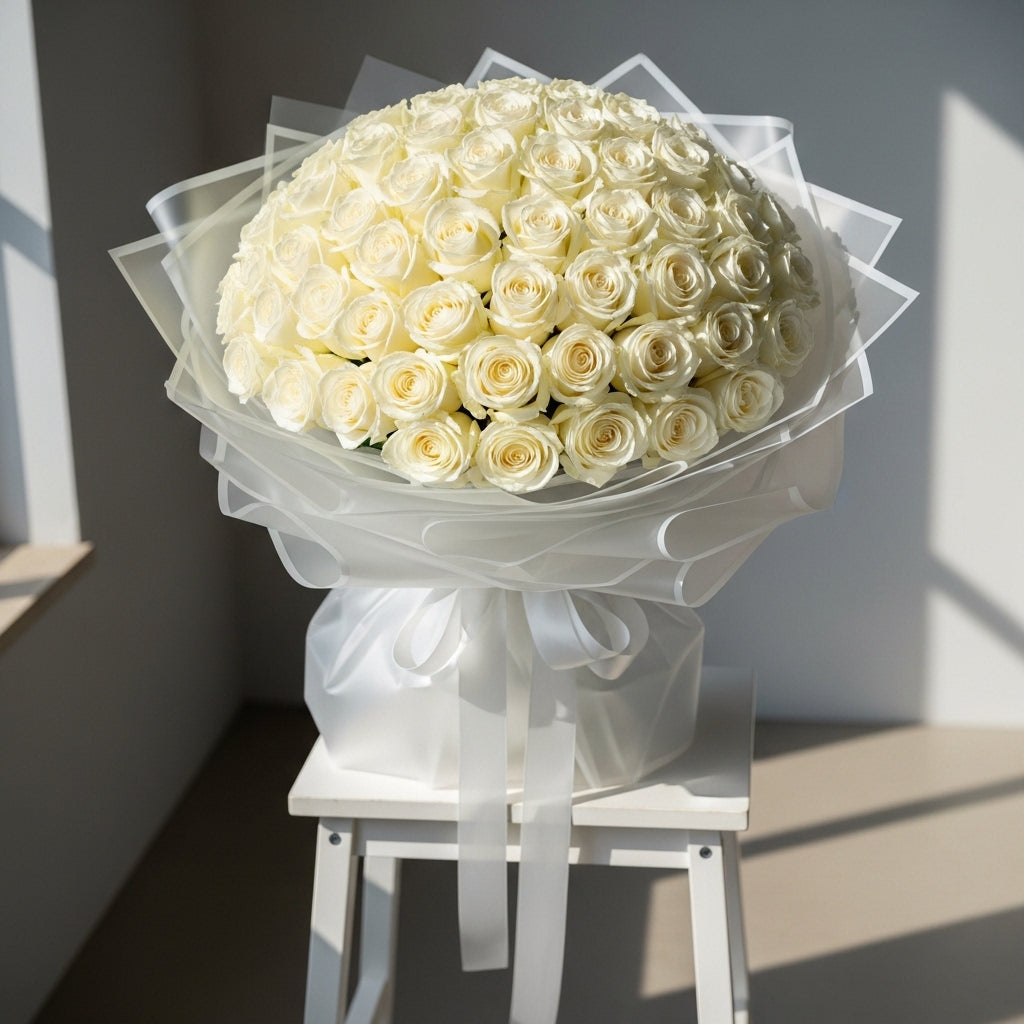 Classic White Elegance - 101 White Roses