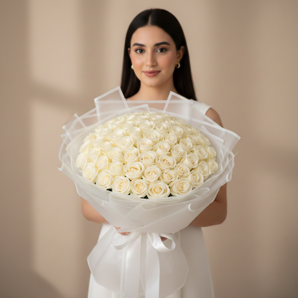Classic White Elegance - 101 White Roses