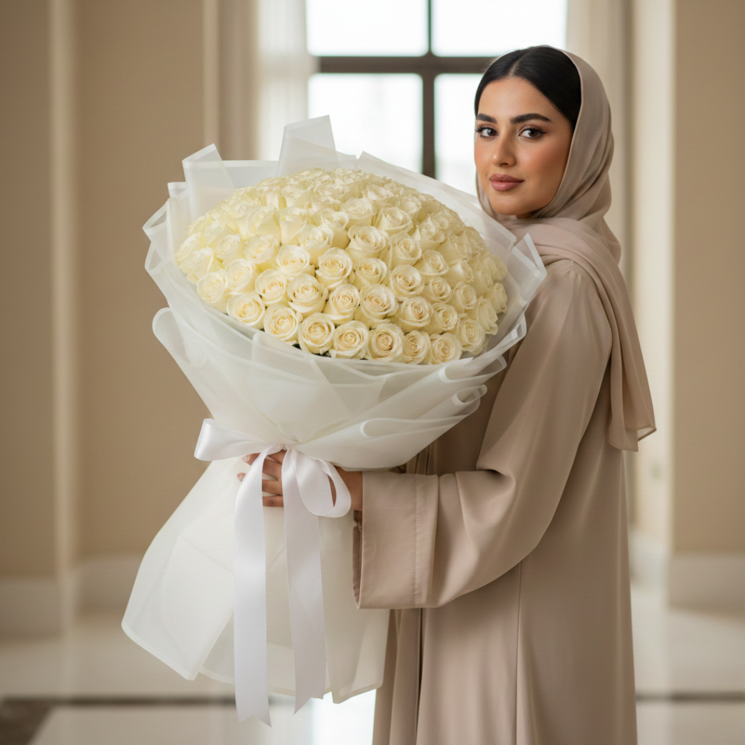 Classic White Elegance - 101 White Roses