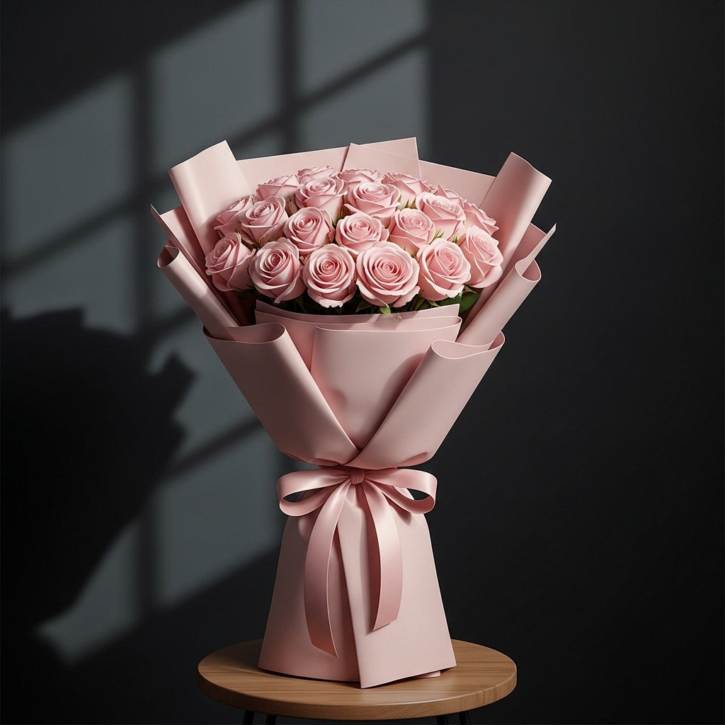 Blushing Love-21 Light Pink Roses