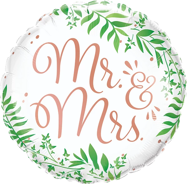 Mr. & Mrs. Elegant Greenery Balloon