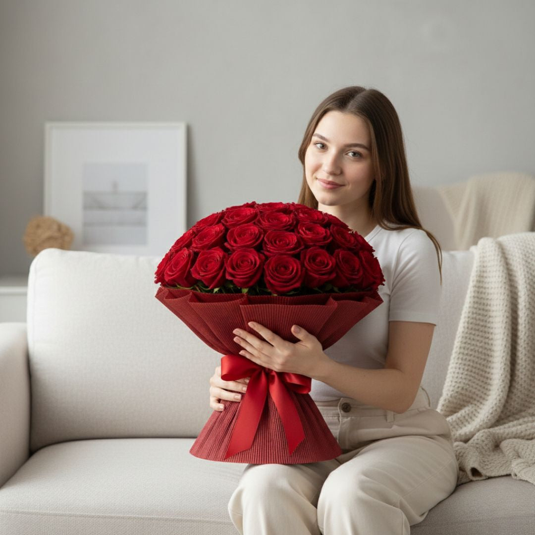 Love Notes in 51 Red Roses