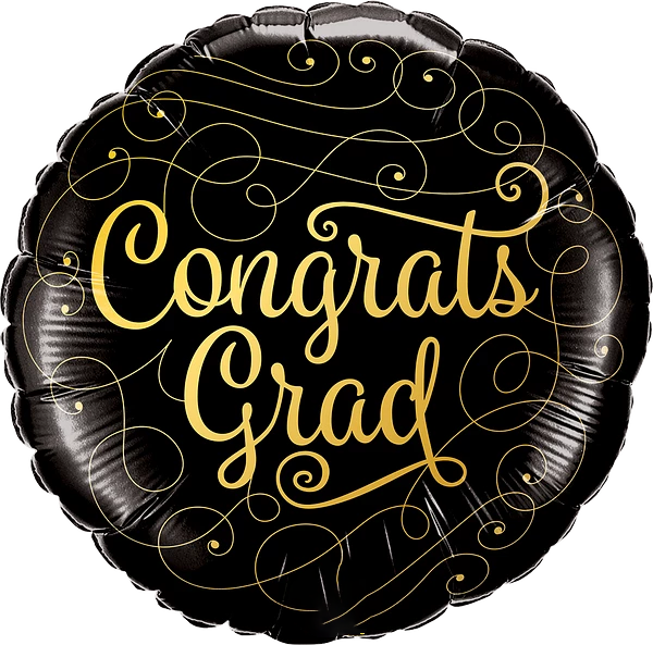 Congrats Grad Gold Doodles Balloon
