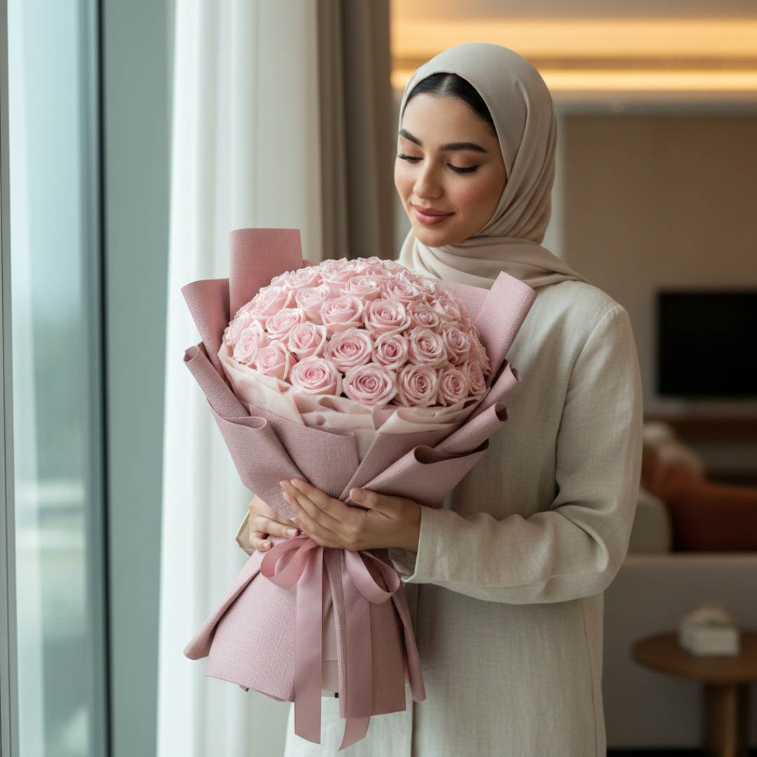 Delicate Anniversary Charm-71 Light Pink Roses