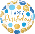Birthday Blue & Gold Dots