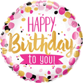 Happy Birthday to You Pink and Gold Balloon