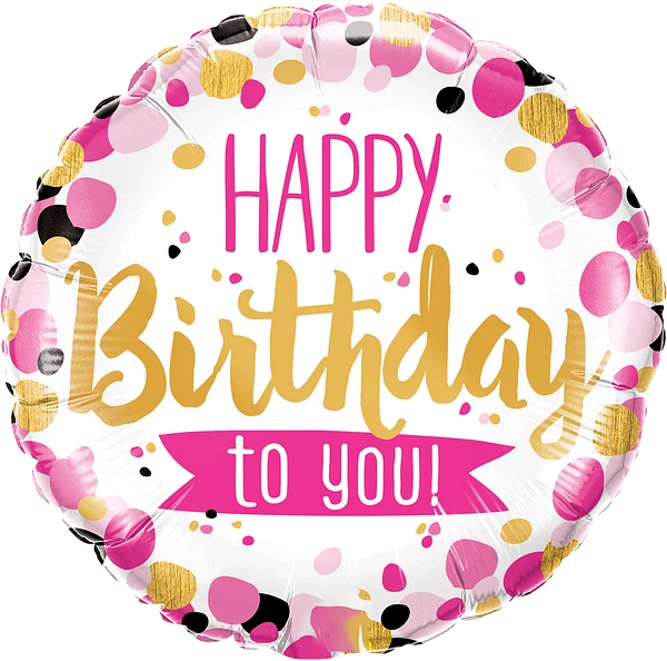Happy Birthday to You Pink and Gold Balloon