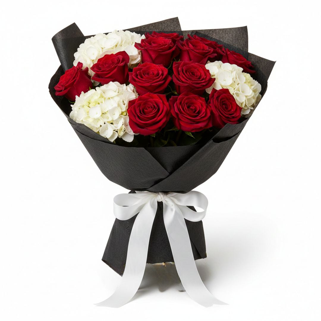 Midnight Romance – Red & White Bouquet For Her