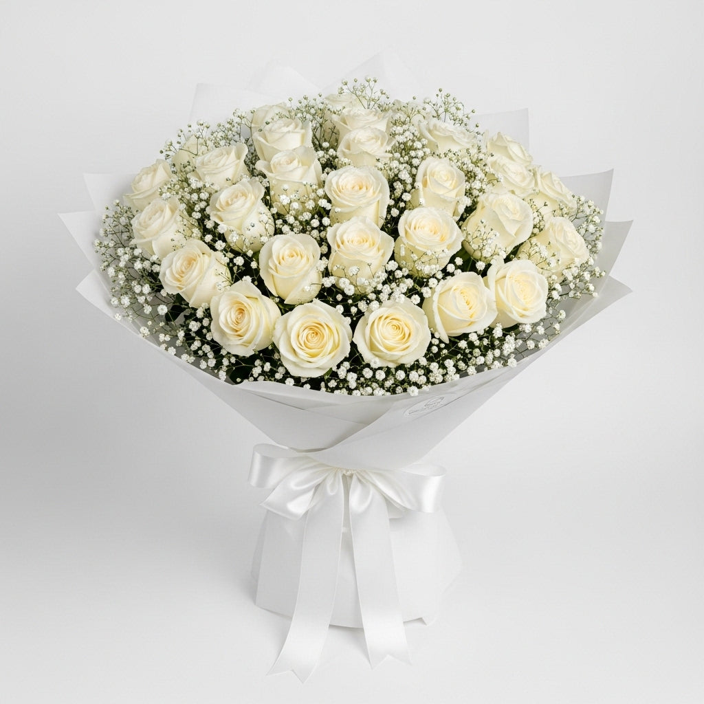 Pure Love – 30 White Roses Bouquet