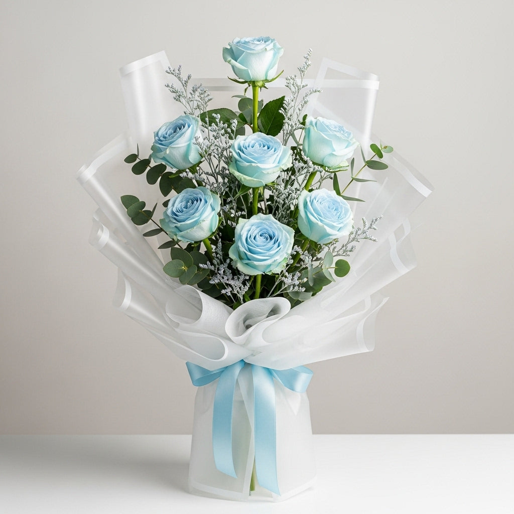 Skyline Serenity – Blue Rose Bouquet